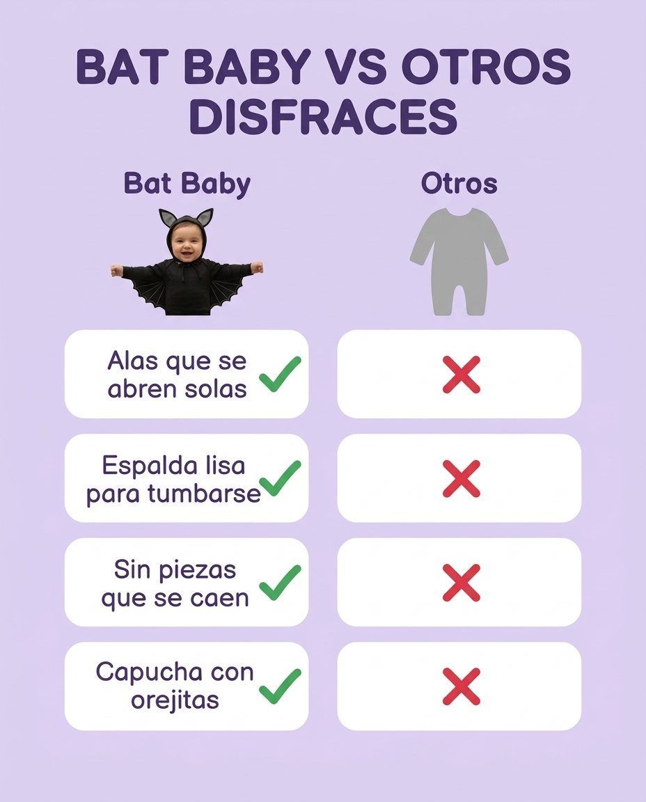 Infografía Bat Baby: ventajas del disfraz de murciélago
