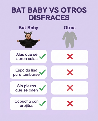Infografía Bat Baby: ventajas del disfraz de murciélago